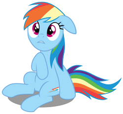 Size: 6500x6000 | Tagged: safe, artist:caliazian, rainbow dash, pegasus, pony, the mysterious mare do well, absurd resolution, cute, dashabetes, floppy ears, frown, simple background, sitting, solo, transparent background, vector