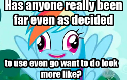 Size: 492x311 | Tagged: safe, edit, rainbow dash, pegasus, pony, derp, exploitable meme, faic, hub logo, i dont even, meme, solo, wat, word salad