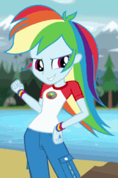 Size: 420x630 | Tagged: safe, derpibooru import, screencap, rainbow dash, equestria girls, legend of everfree, animated, cropped, gif, solo