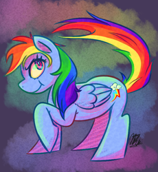 Size: 644x700 | Tagged: safe, artist:pommebutt, rainbow dash, pegasus, pony, raised tail, screentone, solo