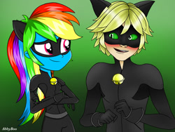 Size: 1024x768 | Tagged: safe, artist:abbyboo55, derpibooru import, rainbow dash, equestria girls, adrien agreste, chat noir, crossover, miraculous ladybug