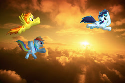 Size: 1024x682 | Tagged: safe, artist:willyvwj, rainbow dash, soarin', spitfire, irl, photo, ponies in real life