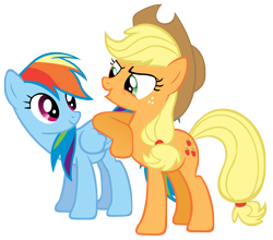 Size: 6000x5272 | Tagged: safe, artist:are-you-jealous, derpibooru import, applejack, rainbow dash, earth pony, pegasus, pony, fall weather friends, absurd resolution, simple background, transparent background, vector