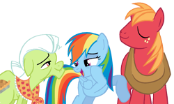 Size: 1121x667 | Tagged: safe, artist:offical-lunaflaire, big macintosh, granny smith, rainbow dash, earth pony, pegasus, pony, male, rainbowmac, shipping, stallion, straight