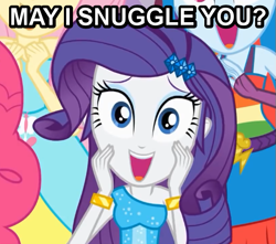 Size: 583x516 | Tagged: safe, derpibooru import, edit, edited screencap, screencap, fluttershy, pinkie pie, rainbow dash, rarity, equestria girls, humane five's encounter, humanized, image macro, imma snuggle you, this is our big night