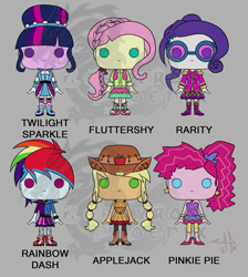 Size: 1024x1142 | Tagged: safe, artist:zephyrosphoenix, derpibooru import, applejack, fluttershy, pinkie pie, rainbow dash, rarity, twilight sparkle, twilight sparkle (alicorn), alicorn, equestria girls, friendship through the ages, funko pop!, humane five, humane six, mane six, watermark