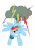 Size: 2480x3508 | Tagged: safe, artist:bouxn, rainbow dash, pegasus, pony, blue coat, cloud busting, female, mare, multicolored mane, solo