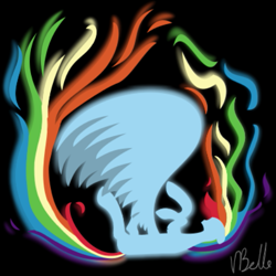 Size: 507x507 | Tagged: safe, artist:sorcerell, derpibooru import, rainbow dash, pegasus, pony, black background, simple background, solo