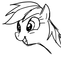 Size: 300x300 | Tagged: safe, artist:zira22_don, rainbow dash, pegasus, pony, monochrome, pixiv, solo