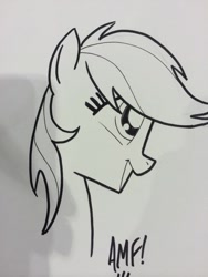 Size: 768x1024 | Tagged: safe, artist:tonyfleecs, rainbow dash, pegasus, pony, monochrome, solo, traditional art