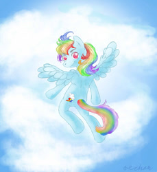 Size: 856x934 | Tagged: safe, artist:o-e-chan, rainbow dash, pegasus, pony, detailed background, female, mare, solo