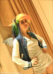 Size: 1462x2048 | Tagged: safe, artist:scruffyrebel, rainbow dash, human, cosplay, irl, irl human, photo, solo