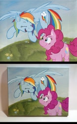 Size: 750x1200 | Tagged: safe, artist:thepingaslord, derpibooru import, pinkie pie, rainbow dash, earth pony, pegasus, pony, acrylic painting, painting, traditional art