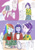 Size: 700x1000 | Tagged: safe, artist:misochikin, derpibooru import, rainbow dash, starlight glimmer, twilight sparkle, equestria girls, legend of everfree, christmas, christmas tree, comic, food, horned humanization, japanese, pixiv, winged humanization