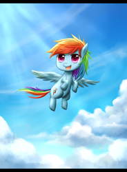 Size: 760x1030 | Tagged: safe, artist:azurine550, rainbow dash, pegasus, pony, cloud, cloudy, flying, solo