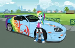 Size: 1111x719 | Tagged: safe, artist:starbolt-81, rainbow dash, equestria girls, car, jza80, solo, toyota, toyota supra