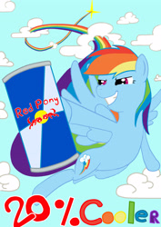 Size: 2480x3507 | Tagged: safe, artist:cladz, rainbow dash, pegasus, pony, 20% cooler, energy drink, product placement, red bull, solo