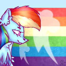 Size: 1000x1000 | Tagged: safe, artist:pikcha-the-best, derpibooru import, rainbow dash, pegasus, pony, gay pride flag, solo