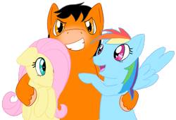 Size: 957x650 | Tagged: safe, artist:whatsapokemon, fluttershy, rainbow dash, oc, pegasus, pony, canon x oc, exploitable meme, meme, orange blaster, shipping, simple background, transparent background, waifu thief