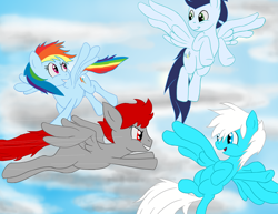 Size: 1024x791 | Tagged: safe, artist:victorviin18, rainbow dash, soarin', oc, pegasus, pony, female, male, old cutie mark, shipping, soarindash, straight