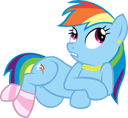 Size: 11660x10709 | Tagged: safe, artist:cyanlightning, derpibooru import, rainbow dash, pegasus, pony, sleepless in ponyville, .svg available, absurd resolution, clothes, ear piercing, earring, jewelry, looking up, necklace, piercing, simple background, socks, solo, striped socks, transparent background, vector