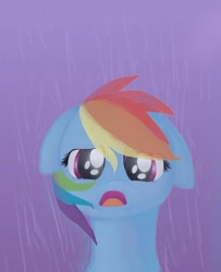 Size: 1000x1231 | Tagged: safe, artist:ttkitty441, derpibooru import, rainbow dash, pegasus, pony, crying, floppy ears, rain, solo