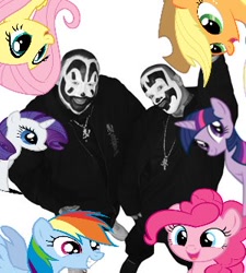 Size: 300x334 | Tagged: safe, derpibooru import, applejack, fluttershy, pinkie pie, rainbow dash, rarity, twilight sparkle, earth pony, pegasus, pony, unicorn, insane clown posse, shaggy 2 dope, violent j