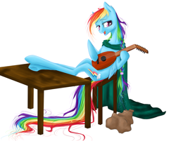 Size: 1977x1586 | Tagged: safe, artist:holka13, rainbow dash, pegasus, pony, crying, lute, singing, solo