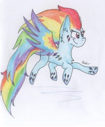 Size: 1960x2376 | Tagged: safe, artist:valebrony, rainbow dash, pegasus, pony, rainbow power, solo, traditional art