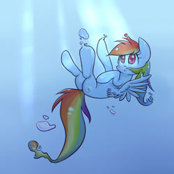 Size: 1300x1300 | Tagged: safe, artist:joycall6, rainbow dash, pegasus, pony, melting, sinking, skyfall, solo, surreal, underwater, water