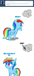 Size: 660x1450 | Tagged: safe, artist:lazy, rainbow dash, pegasus, pony, ask, ask dashed rainbow, cloud, simple background, solo, transparent background, tumblr