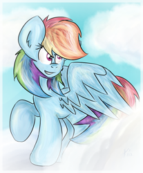 Size: 702x846 | Tagged: safe, artist:kristysk, rainbow dash, pegasus, pony, female, mare, simple background, solo