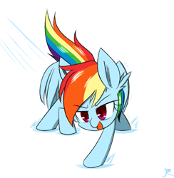 Size: 645x660 | Tagged: safe, artist:ranban, rainbow dash, pegasus, pony, behaving like a cat, simple background, solo