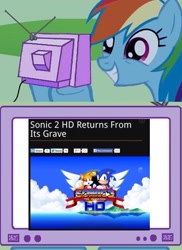 Size: 345x473 | Tagged: safe, rainbow dash, pegasus, pony, crossover, exploitable meme, meme, miles "tails" prower, obligatory pony, sonic the hedgehog, sonic the hedgehog (series), sonic the hedgehog 2, tv meme