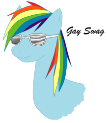 Size: 794x910 | Tagged: safe, artist:jk-quinn, rainbow dash, pegasus, pony, faget, gay, gay pride, glasses, male, pride, solo, swag, text