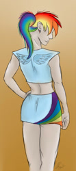 Size: 454x1024 | Tagged: safe, artist:bingodingo, rainbow dash, human, humanized, solo