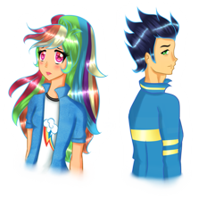 Size: 949x842 | Tagged: safe, artist:moonlightprincess002, rainbow dash, soarin', human, female, humanized, male, shipping, soarindash, straight