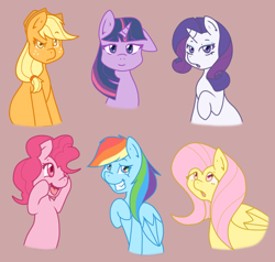 Size: 620x590 | Tagged: safe, artist:whoawhatwhoa, derpibooru import, applejack, fluttershy, pinkie pie, rainbow dash, rarity, twilight sparkle, earth pony, pegasus, pony, unicorn, mane six