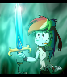 Size: 1000x1152 | Tagged: safe, artist:fj-c, rainbow dash, equestria girls, solo, sword