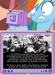 Size: 659x900 | Tagged: safe, rainbow dash, pegasus, pony, exploitable meme, meme, obligatory pony, photo, time travel, tv meme