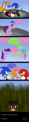 Size: 1024x4216 | Tagged: safe, artist:penguin04, derpibooru import, rainbow dash, spike, twilight sparkle, twilight sparkle (alicorn), alicorn, dragon, pegasus, pony, absurd resolution, comic, crossover, doctor eggman, impact silhouette, knuckles the echidna, miles "tails" prower, robotnik, sonic the hedgehog, sonic the hedgehog (series)