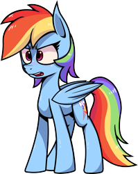 Size: 1619x2034 | Tagged: safe, artist:lightningbolt, artist:malphee, derpibooru exclusive, derpibooru import, rainbow dash, pegasus, pony, .svg available, angry, backwards cutie mark, frown, glare, open mouth, shiny, simple background, solo, standing, svg, transparent background, vector, vector trace
