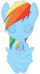 Size: 330x605 | Tagged: safe, artist:karmadash, rainbow dash, oc, oc:zapple, oc:zappletta, pegasus, pony, cute, female, foal, hug, mother and child, mother and daughter, offspring, parent and child, parent:big macintosh, parent:rainbow dash, parents:rainbowmac, pony with birthmarks, sleeping, winghug