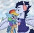 Size: 3000x2900 | Tagged: safe, artist:slytherinakatsuki, derpibooru import, rainbow dash, soarin', pegasus, pony, blushing, clothes, earmuffs, ice breath, male, scarf, shipping, soarindash, straight, sweater, winter outfit