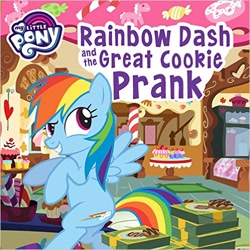 Size: 500x500 | Tagged: safe, derpibooru import, rainbow dash, pegasus, pony, 28 pranks later, book, merchandise, my little pony logo, official, rainbow dash and the great cookie prank, solo