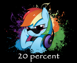 Size: 1240x1024 | Tagged: safe, artist:bqlongsn, rainbow dash, pegasus, pony, 20% cooler, headphones, solo, splash art, sunglasses