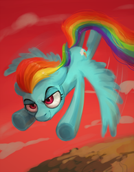 Size: 702x900 | Tagged: safe, artist:lis-alis, rainbow dash, pegasus, pony, female, flying, mare, solo, underhoof