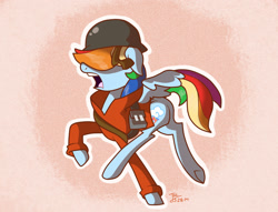 Size: 1108x845 | Tagged: safe, artist:trace-101, rainbow dash, pegasus, pony, helmet, rainbow soldier, soldier, solo, team fortress 2