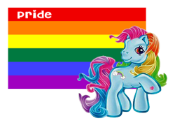 Size: 376x264 | Tagged: safe, rainbow dash, rainbow dash (g3), earth pony, pony, g3, flag, gay rights, male, pride ponies, solo