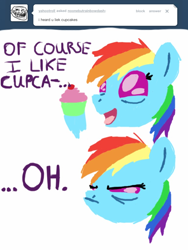 Size: 768x1024 | Tagged: safe, rainbow dash, pegasus, pony, fanfic:cupcakes, ask, rainbowdashtellsitlikeitis, tumblr